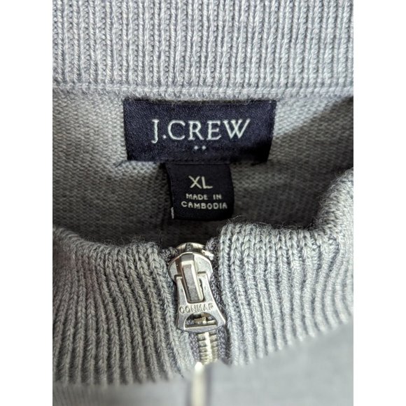 J. Crew Merino Wool Blend 1/4 Zip Pullover Sweater Mens Size XL Gray - Picture 3 of 4